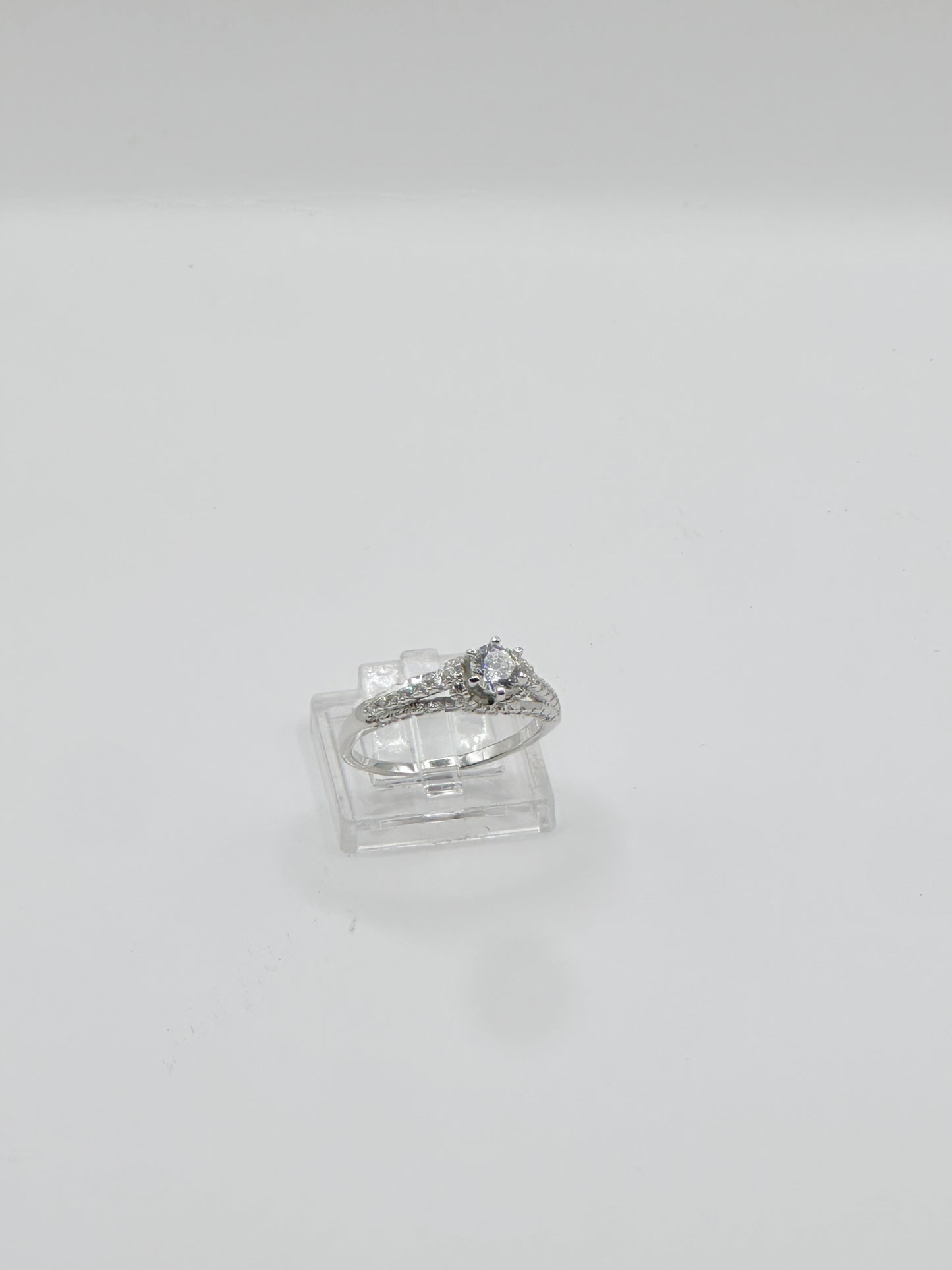 Sortija de Compromiso Mujer, Size 8, Micro Pave Zirconia Plata 925