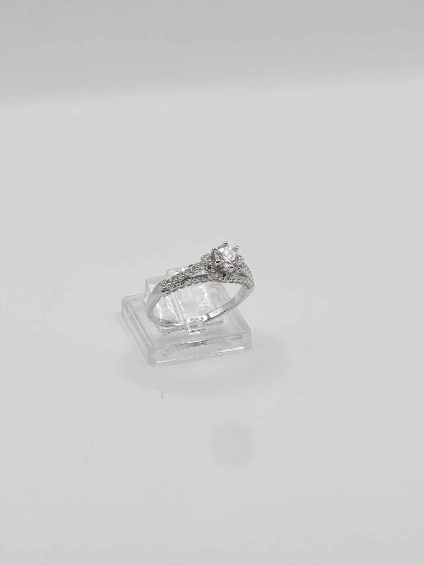 Sortija de Compromiso Mujer, Size 8, Micro Pave Zirconia Plata 925