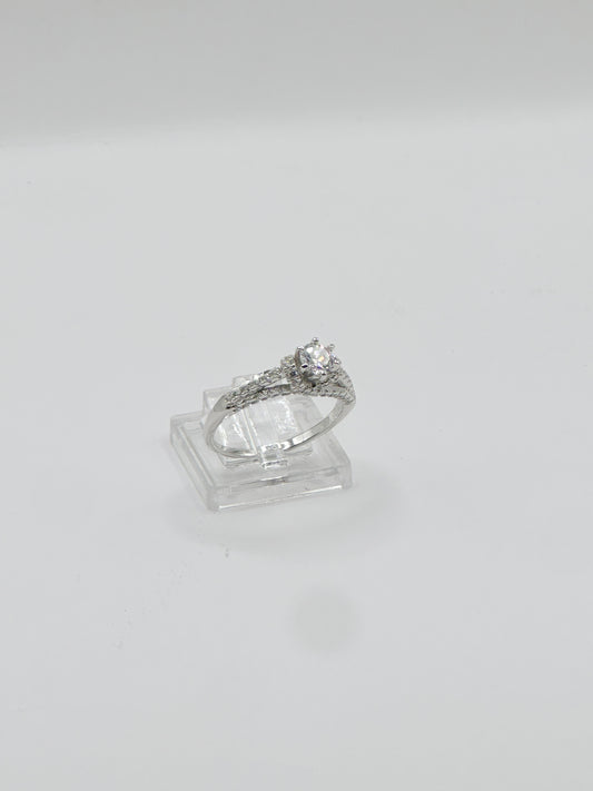 Sortija de Compromiso Mujer, Size 8, Micro Pave Zirconia Plata 925