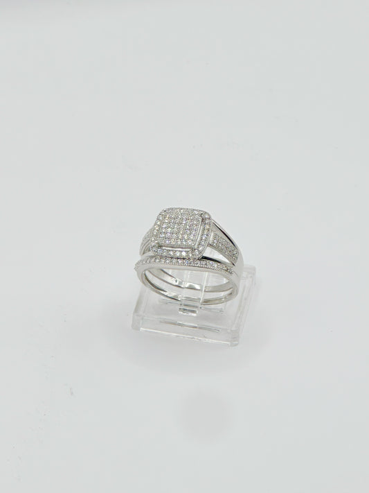 Sortija de Matrimonio Mujer, Duo, Size 7, Micro Pave Zirconia Plata 925