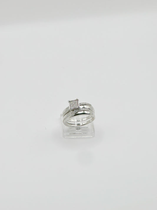 Sortija de Matrimonio Mujer, Duo, Size 8,1MM Micro Pave Zirconia, Plata 925