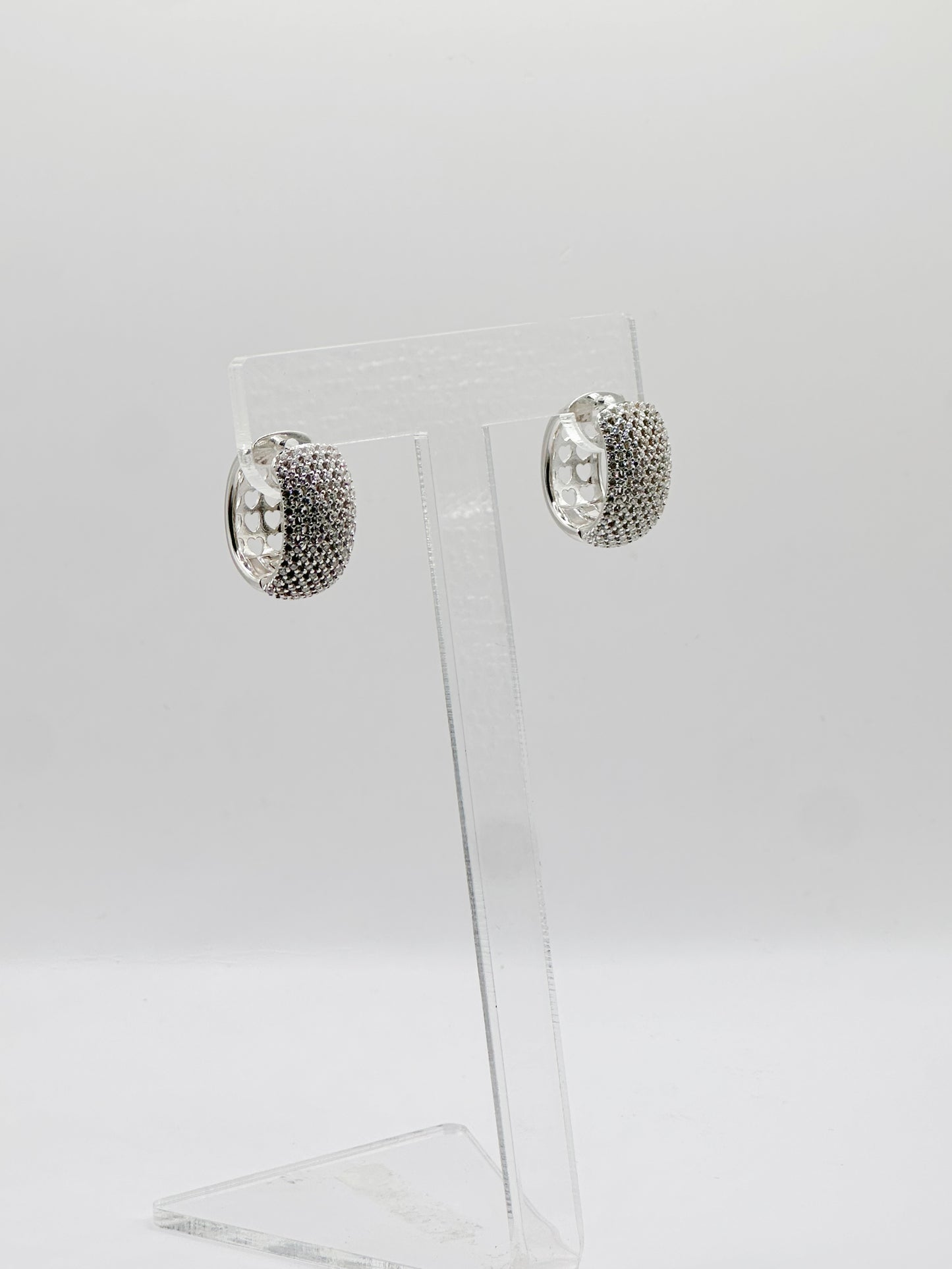 Pantallas Hoops Ovaladas, White Zirconia, 20mm, Plata 925