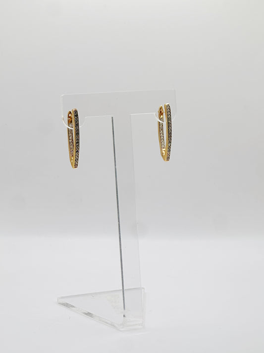 Pantallas Hoops “V Shaped”, White Zirconia, Plata 925, Rhodium Plated