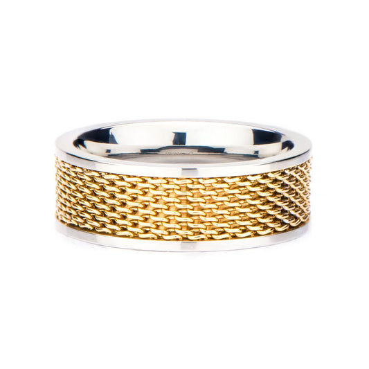 Stainless Steel Two Tone Mesh Ring