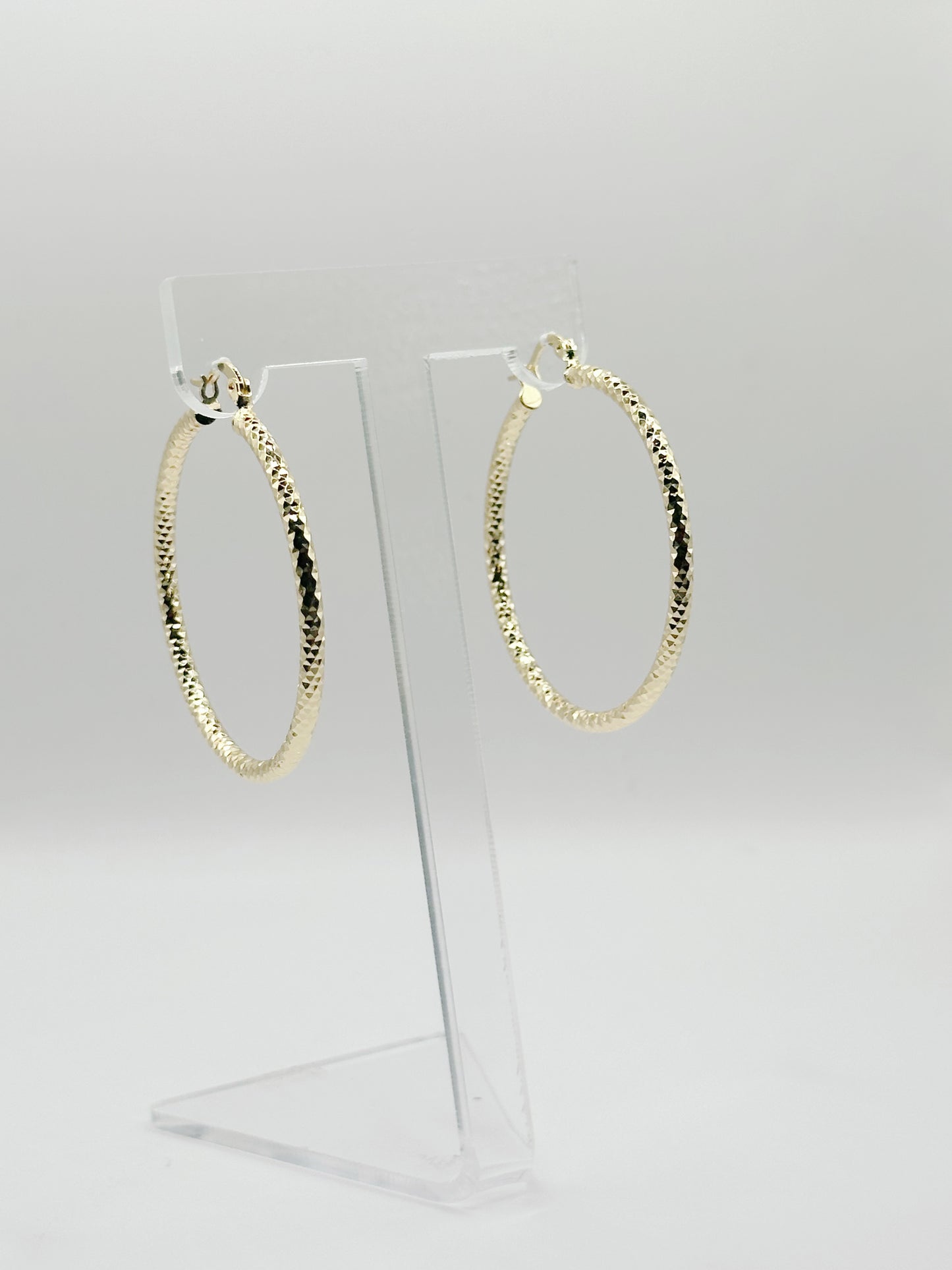 Large Hoops Gold Diamond Cutting Finish Gold Filled