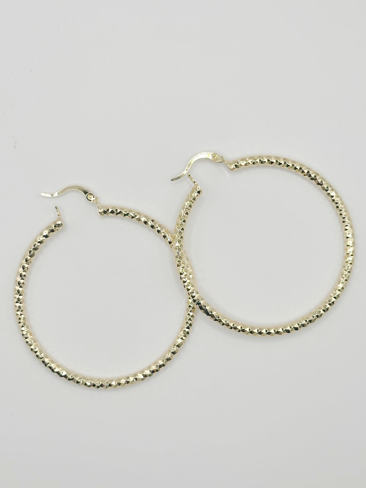 Large Hoops Gold Diamond Cutting Finish Gold Filled