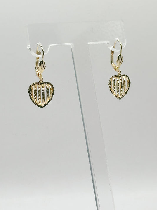 Dangle Earring Golden Finish Diamond Cutting Style Gold Filled