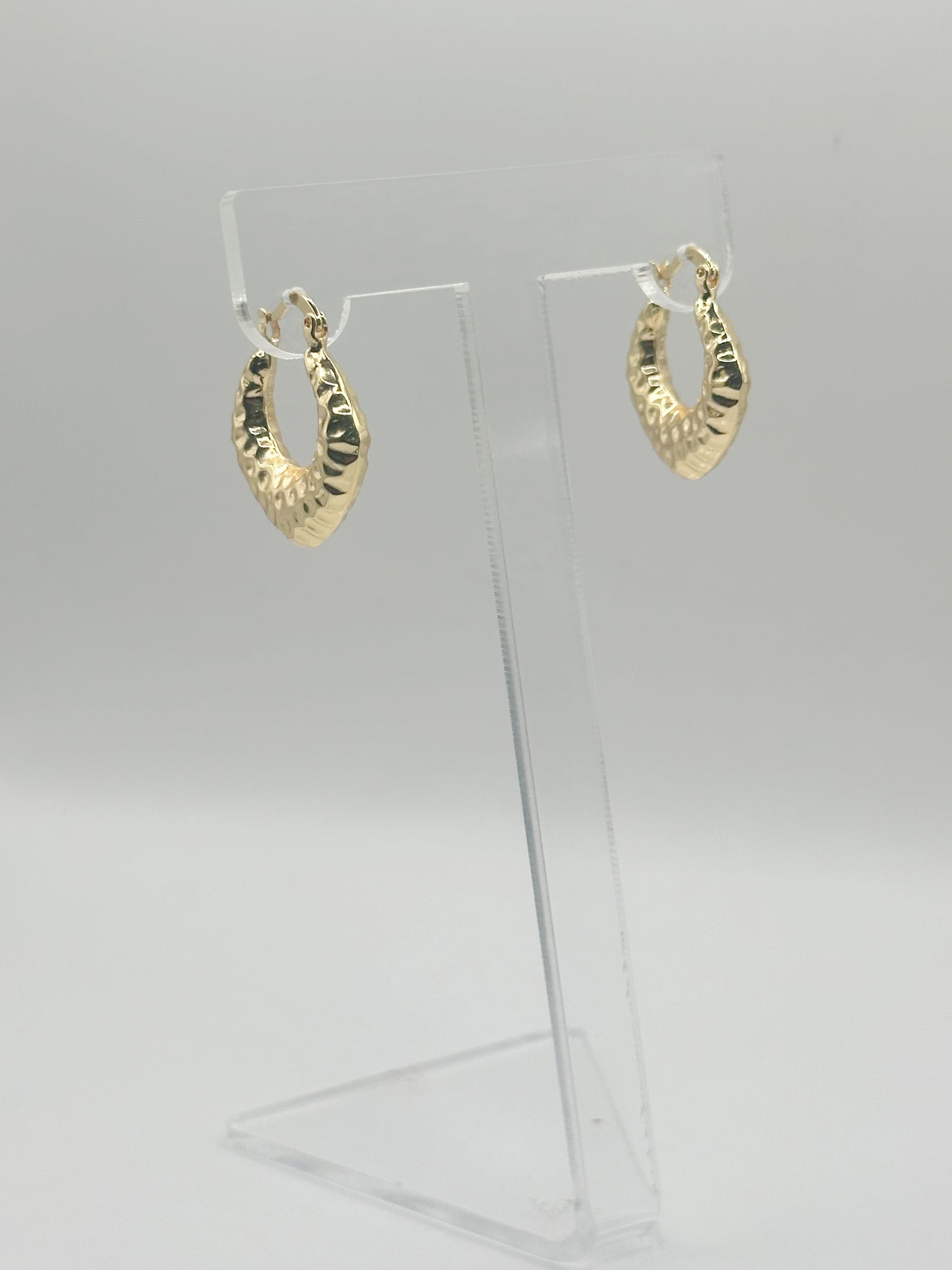 Small Hoops Golden Finish Hollow Desing Gold Filled