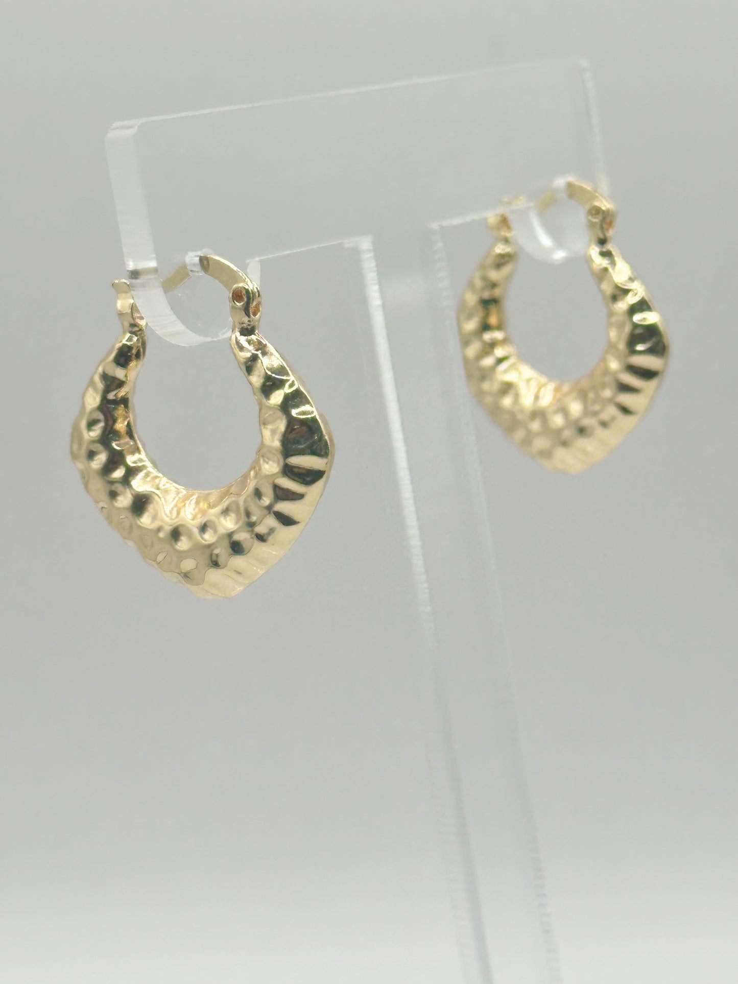 Small Hoops Golden Finish Hollow Desing Gold Filled