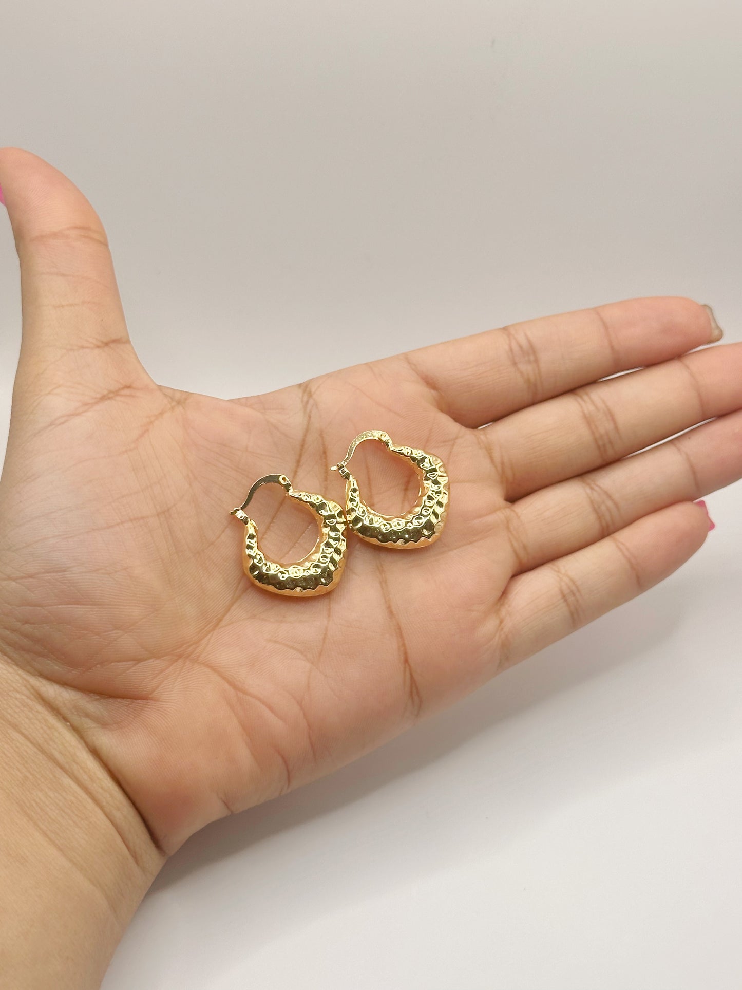 Small Hoops Golden Finish Hollow Desing Gold Filled