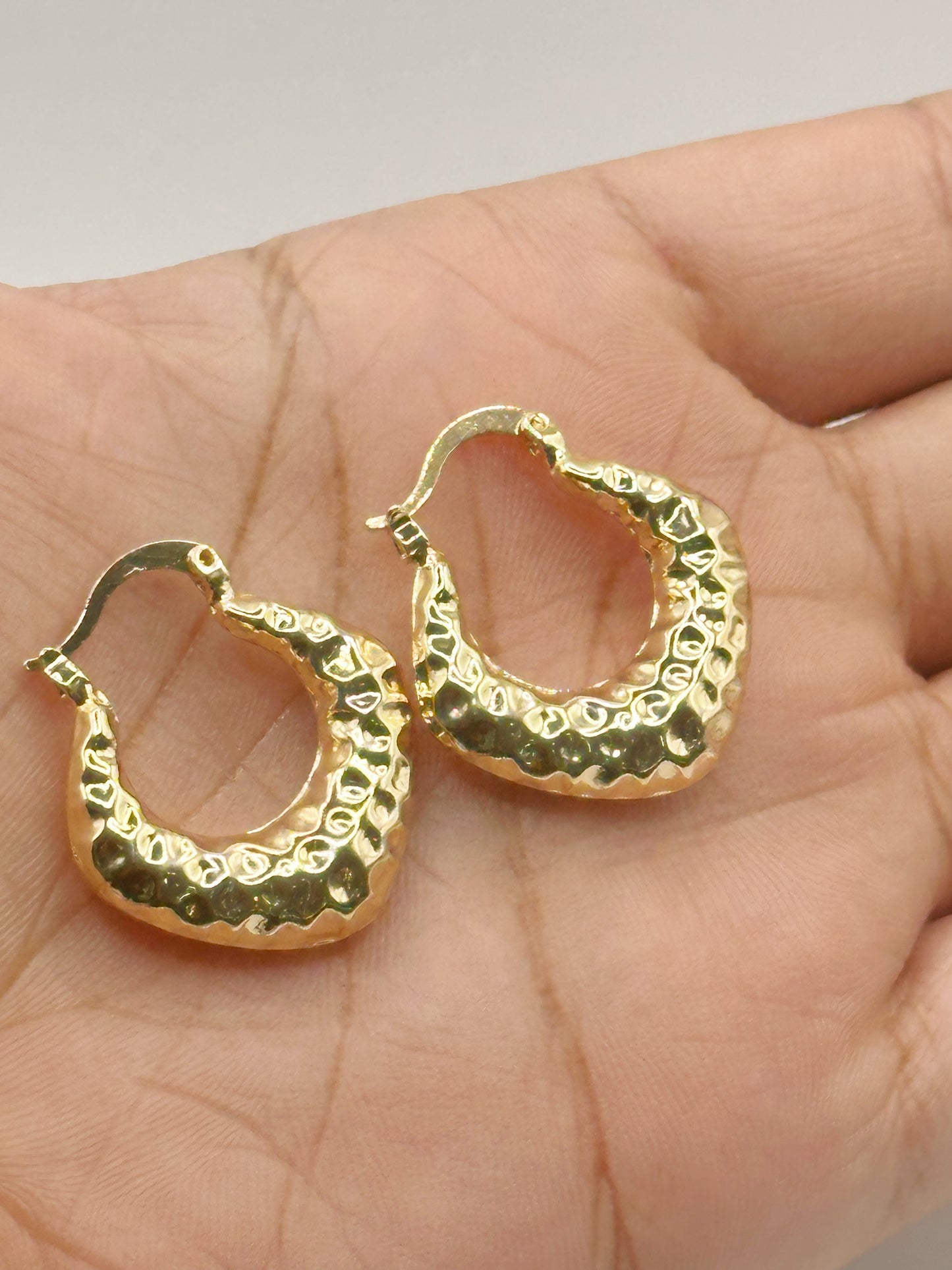 Small Hoops Golden Finish Hollow Desing Gold Filled