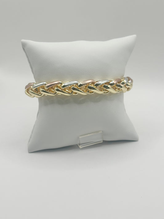 Chunky Design Bracelet Tricolor Polished Finish Gold Filled