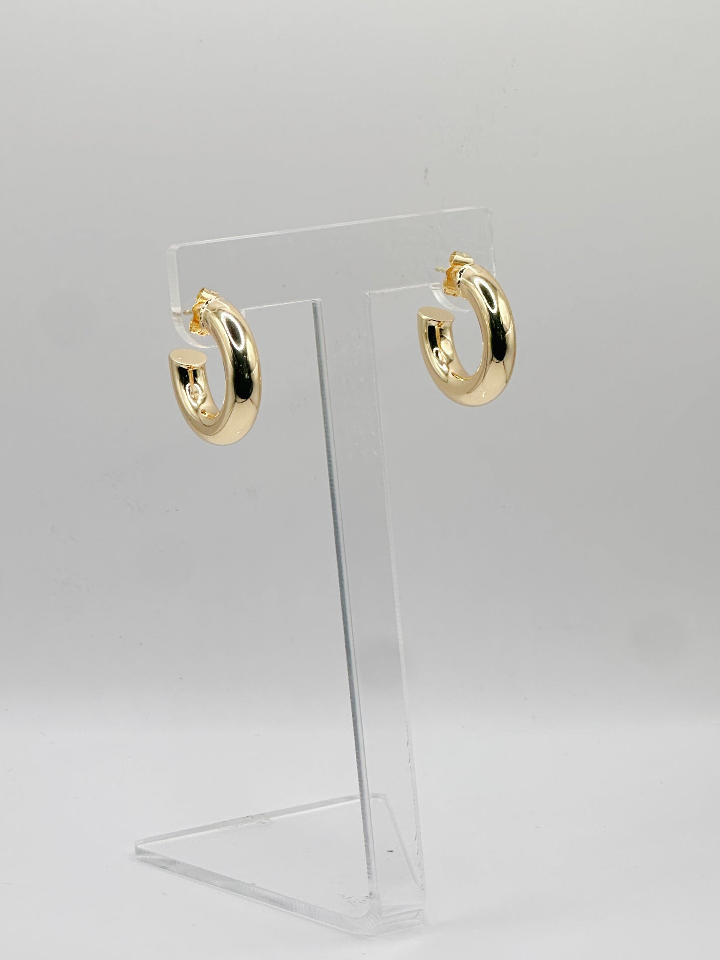 Meduim Hoop Chunky Style Gold Filled Stud Earring