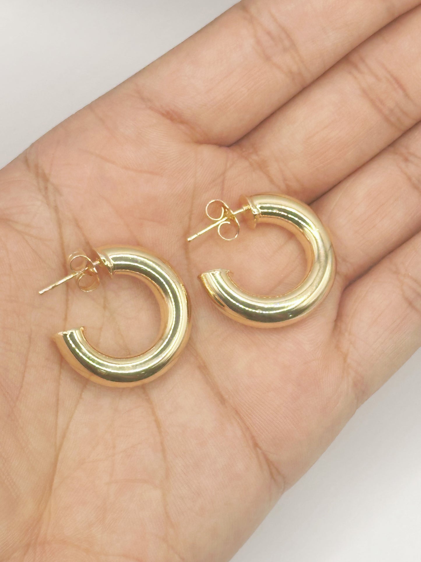 Meduim Hoop Chunky Style Gold Filled Stud Earring