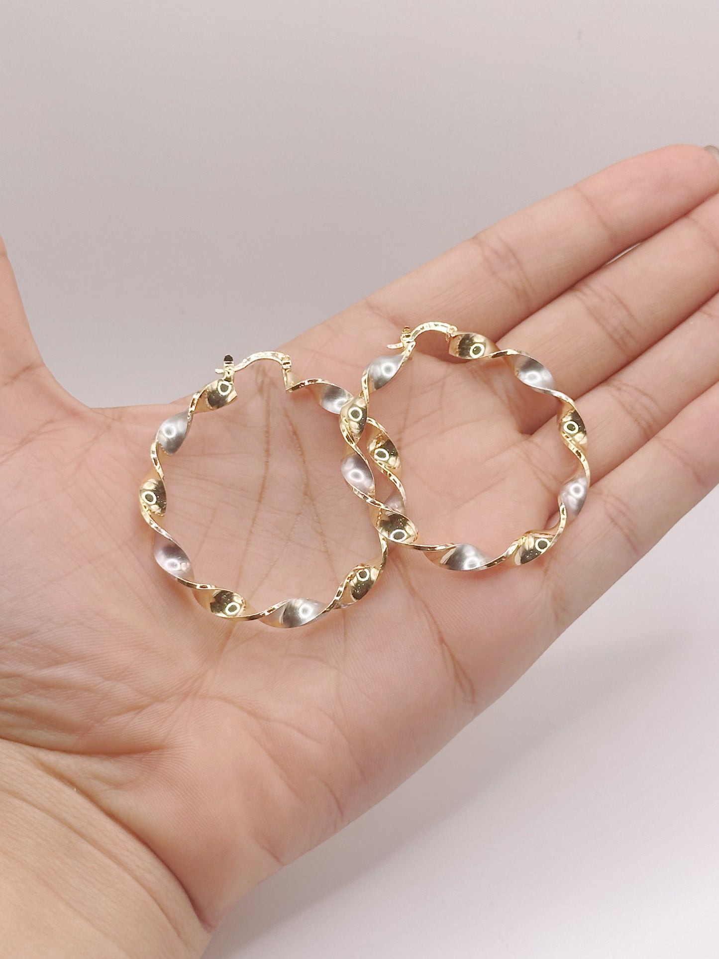 Large Hoop Tricolor Polished Style Gold Filled