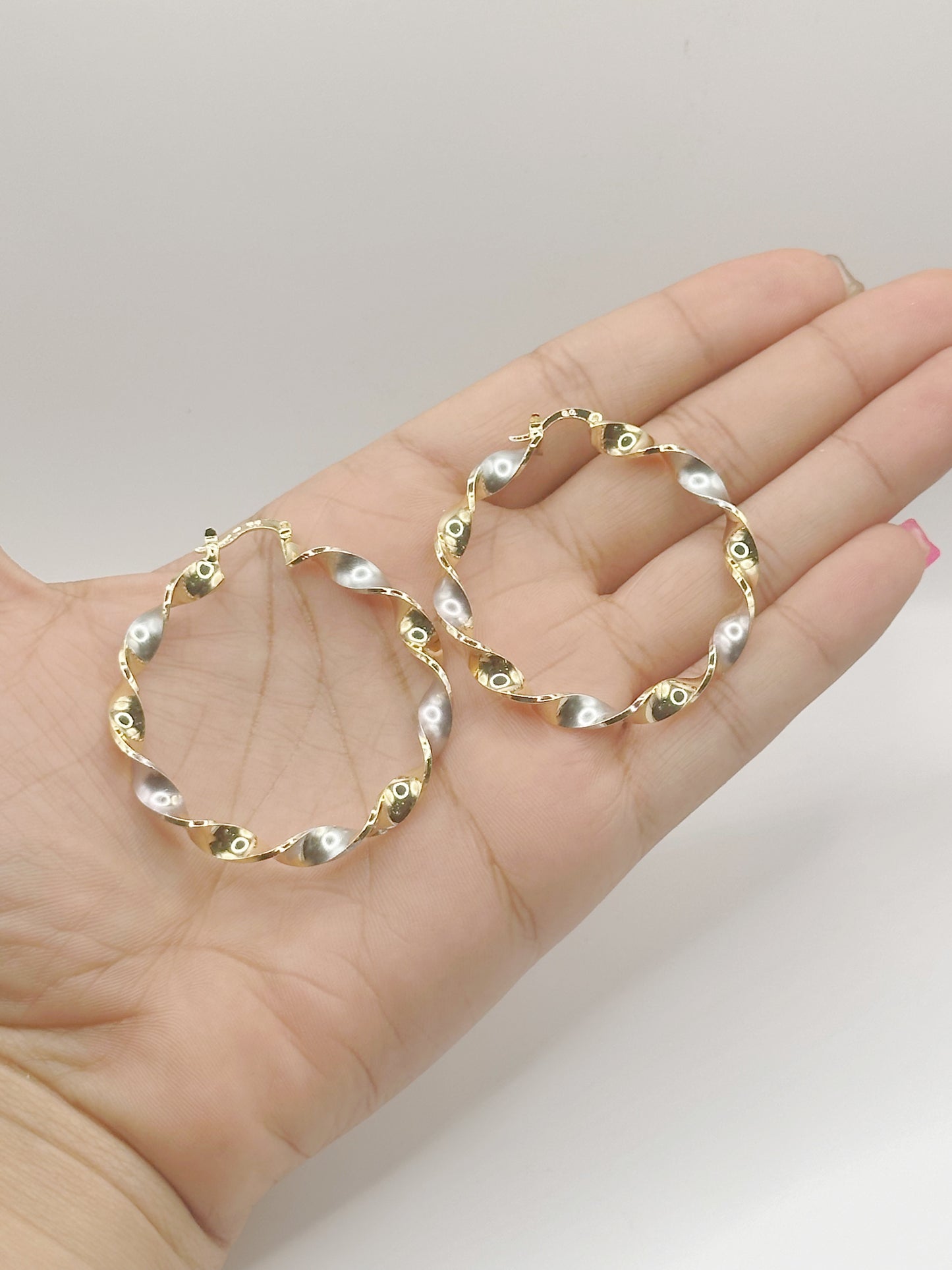 Large Hoop Tricolor Polished Style Gold Filled