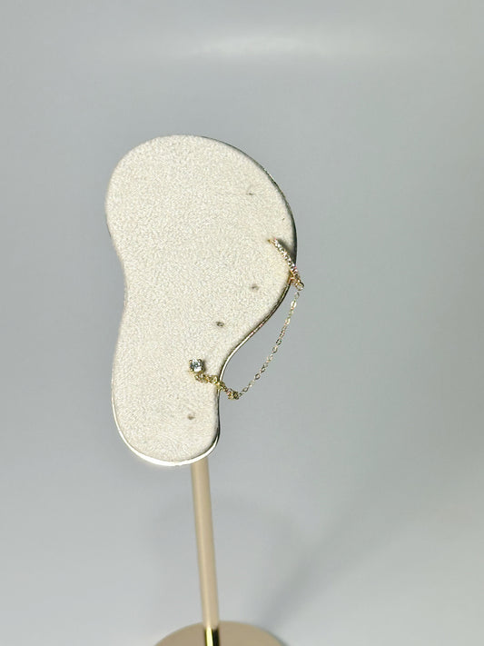 Piercing Cadena Colgante Zirconia Clear, Oro 14kt, Internal Thredded Closure