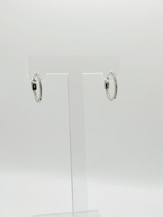 Pantallas Hoops 20mm, White Zirconia, IN and OUT, Plata 925, Rhodium Plated