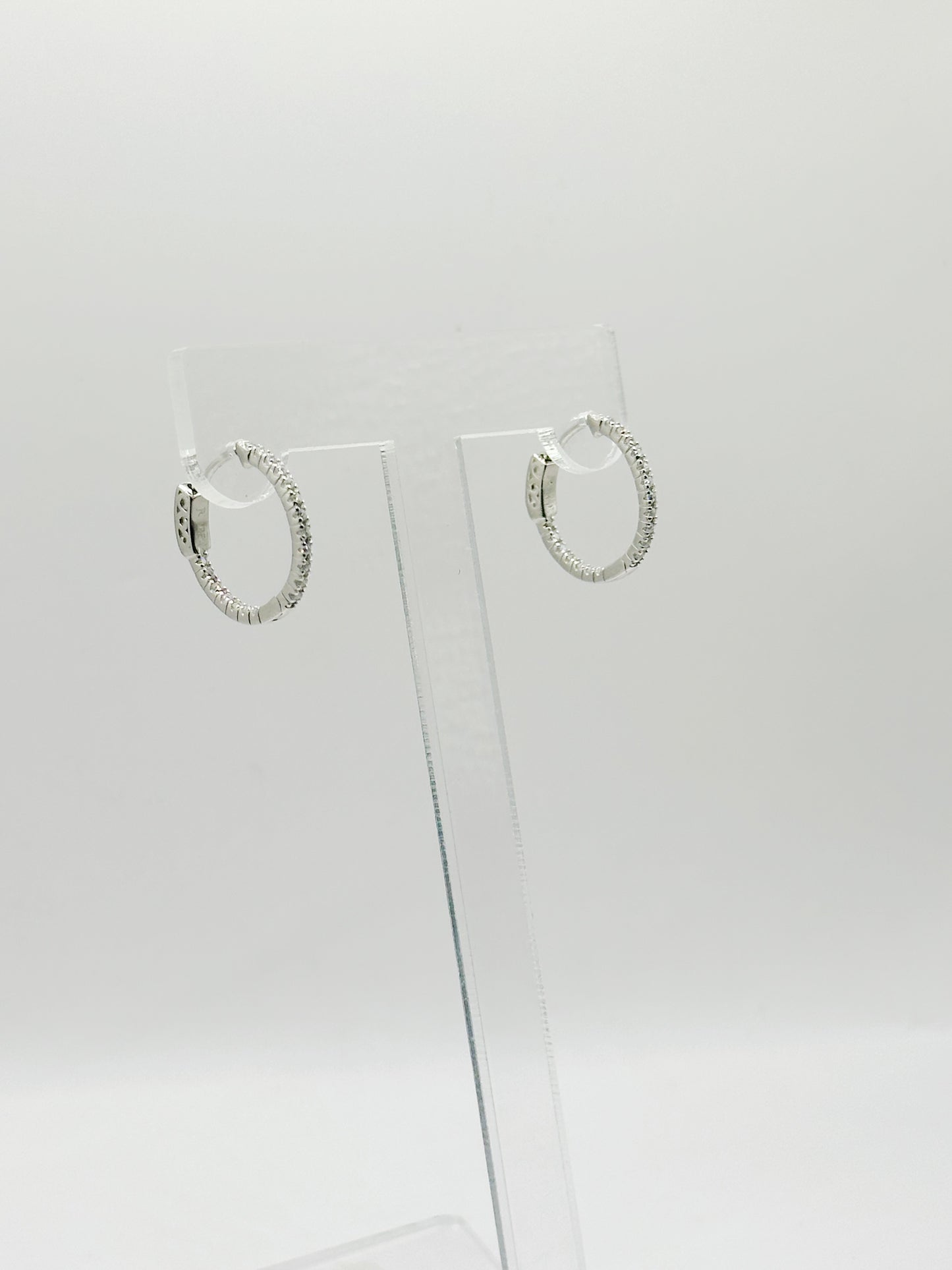 Pantallas Hoops 20mm, White Zirconia, IN and OUT, Plata 925, Rhodium Plated