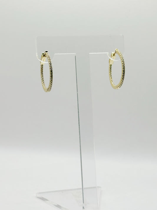 Pantallas Hoops, White Zirconia, In and Out, Plata 925, Gold Plated