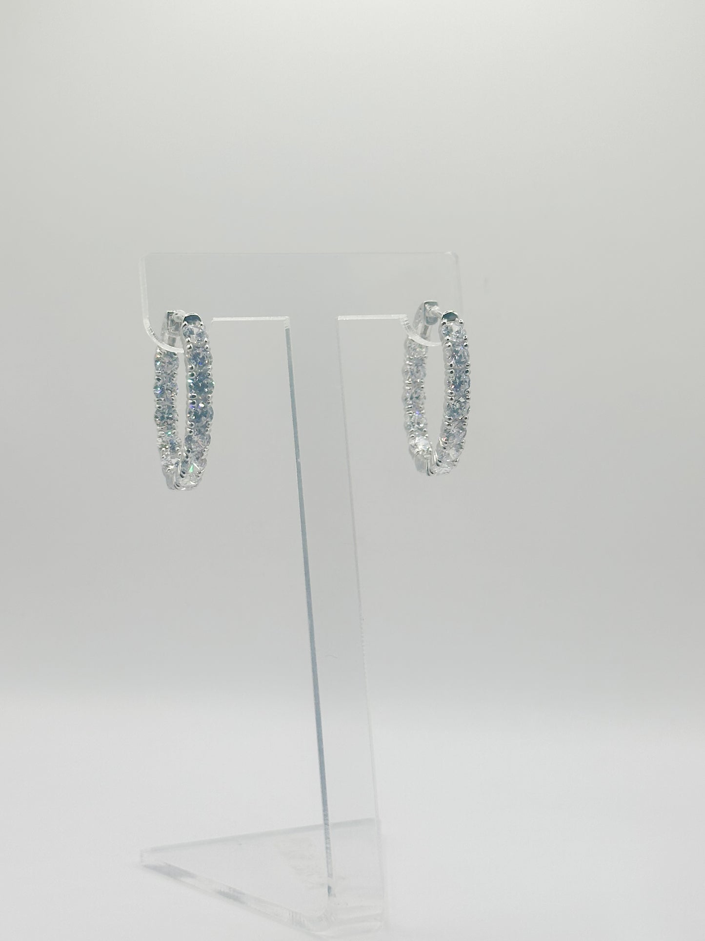 Pantallas Hoops 5mm, White Zirconia, In and Out, Plata 925,  Plated