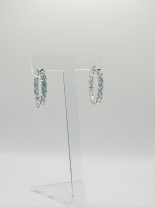 Pantallas Hoops 5mm, White Zirconia, In and Out, Plata 925,  Plated