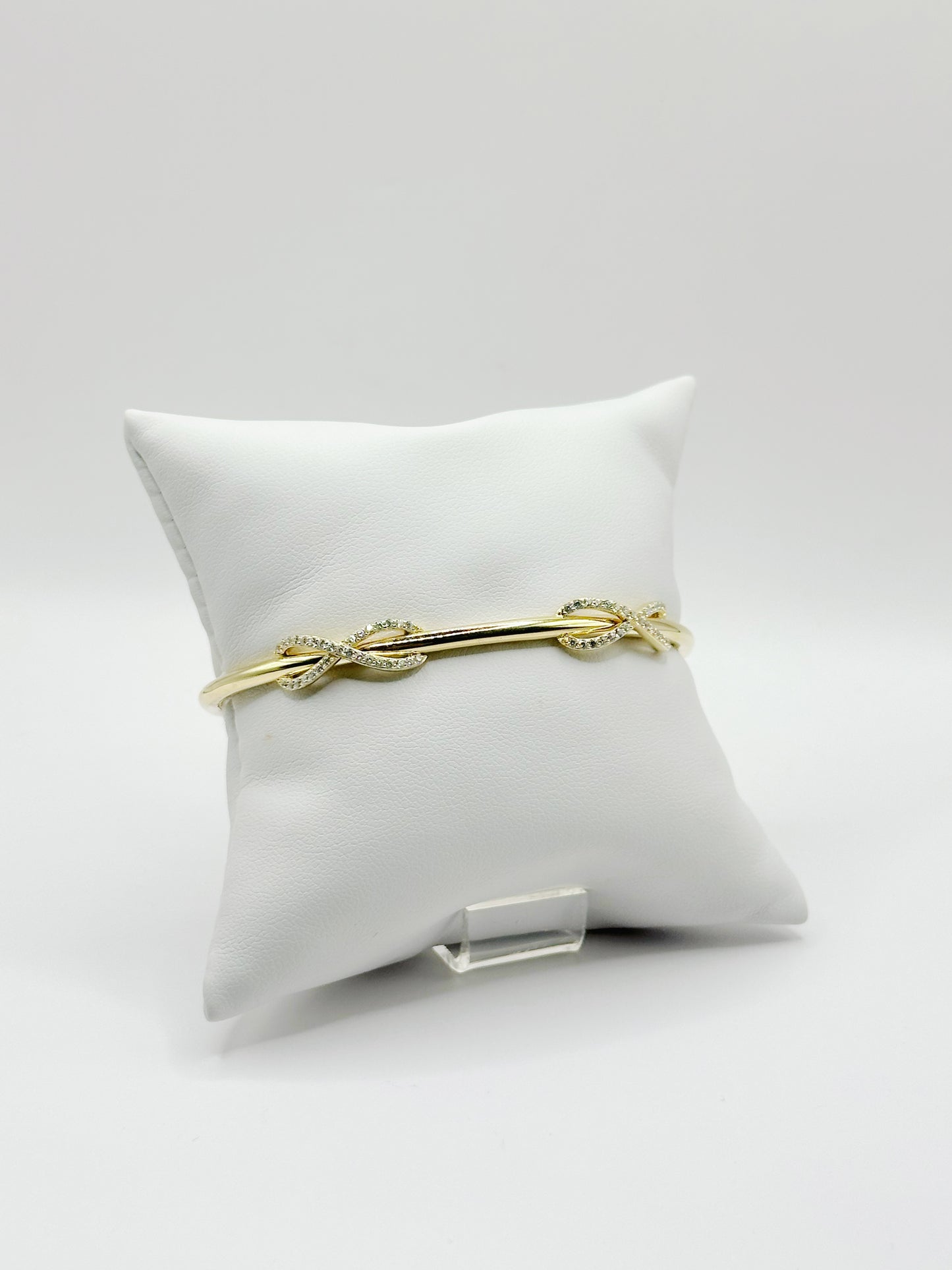 Pulsera Bangle, Infinity White Zirconia, Plata 925, Gold Plated
