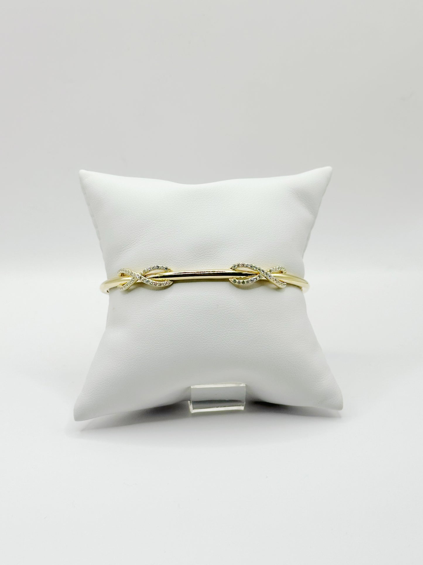 Pulsera Bangle, Infinity White Zirconia, Plata 925, Gold Plated