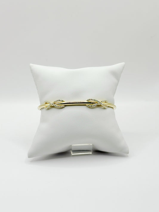Pulsera Bangle, Infinity White Zirconia, Plata 925, Gold Plated