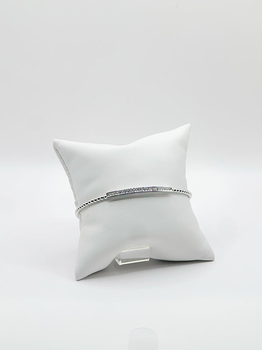 Pulsera Bangle Delicada Fancy,White Zirconia, Plata 925, Rhodium Plated