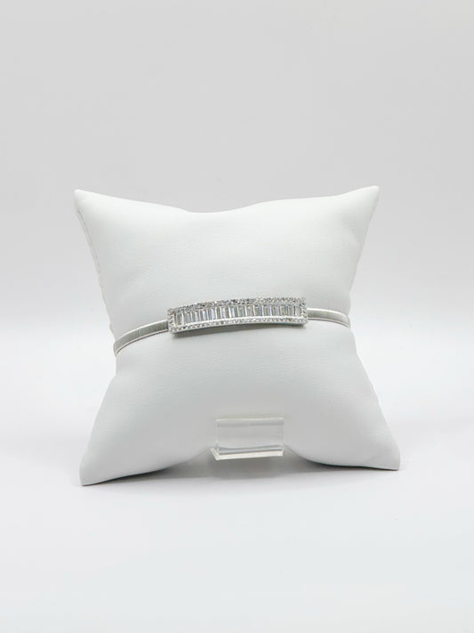 Pulsera Bangle Baguette White Zirconia, Plata 925, Rhodium Plated