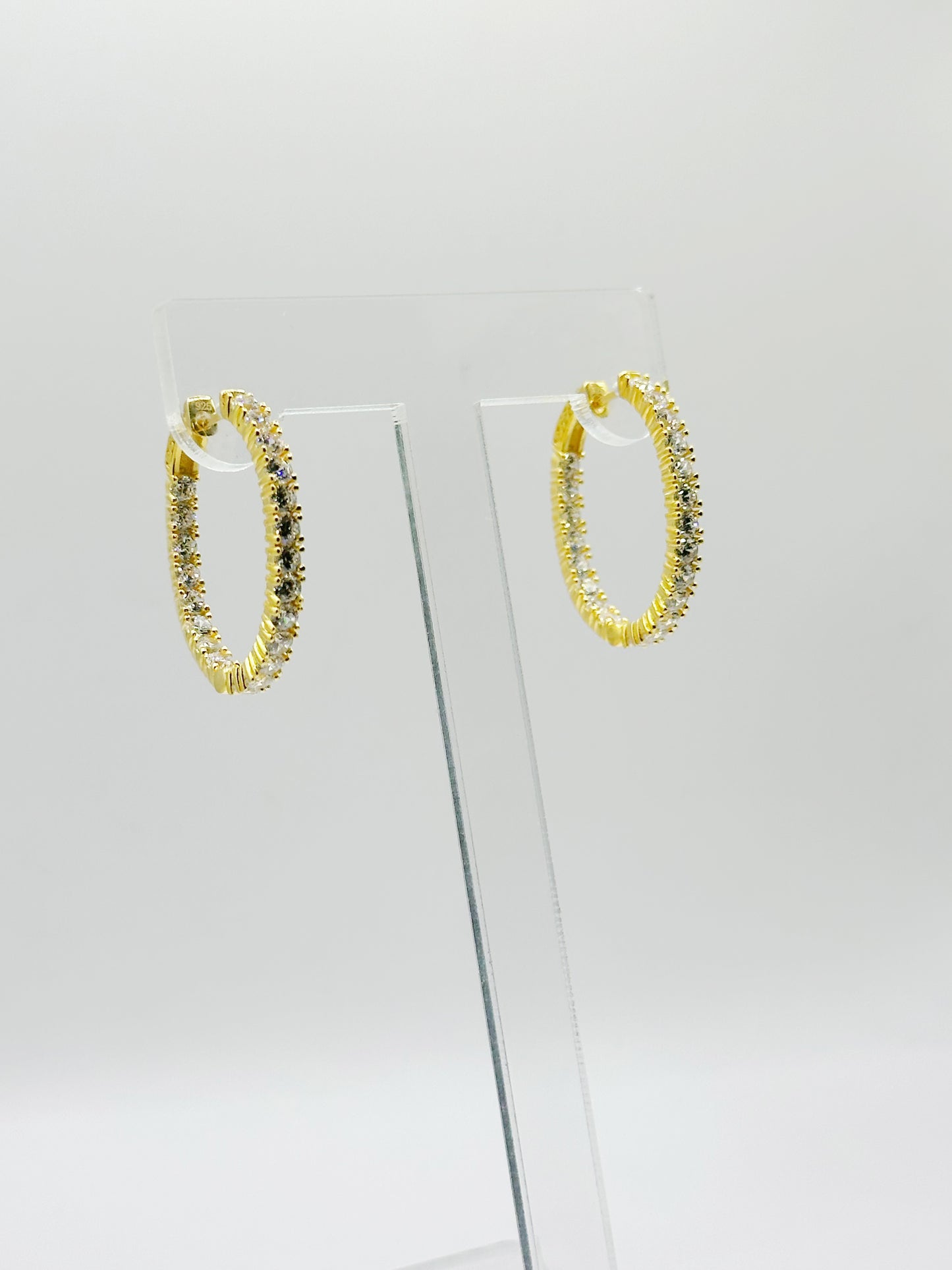 Pantallas Hoops 5mm, White Zirconia, In and Out, Plata 925,  Plated