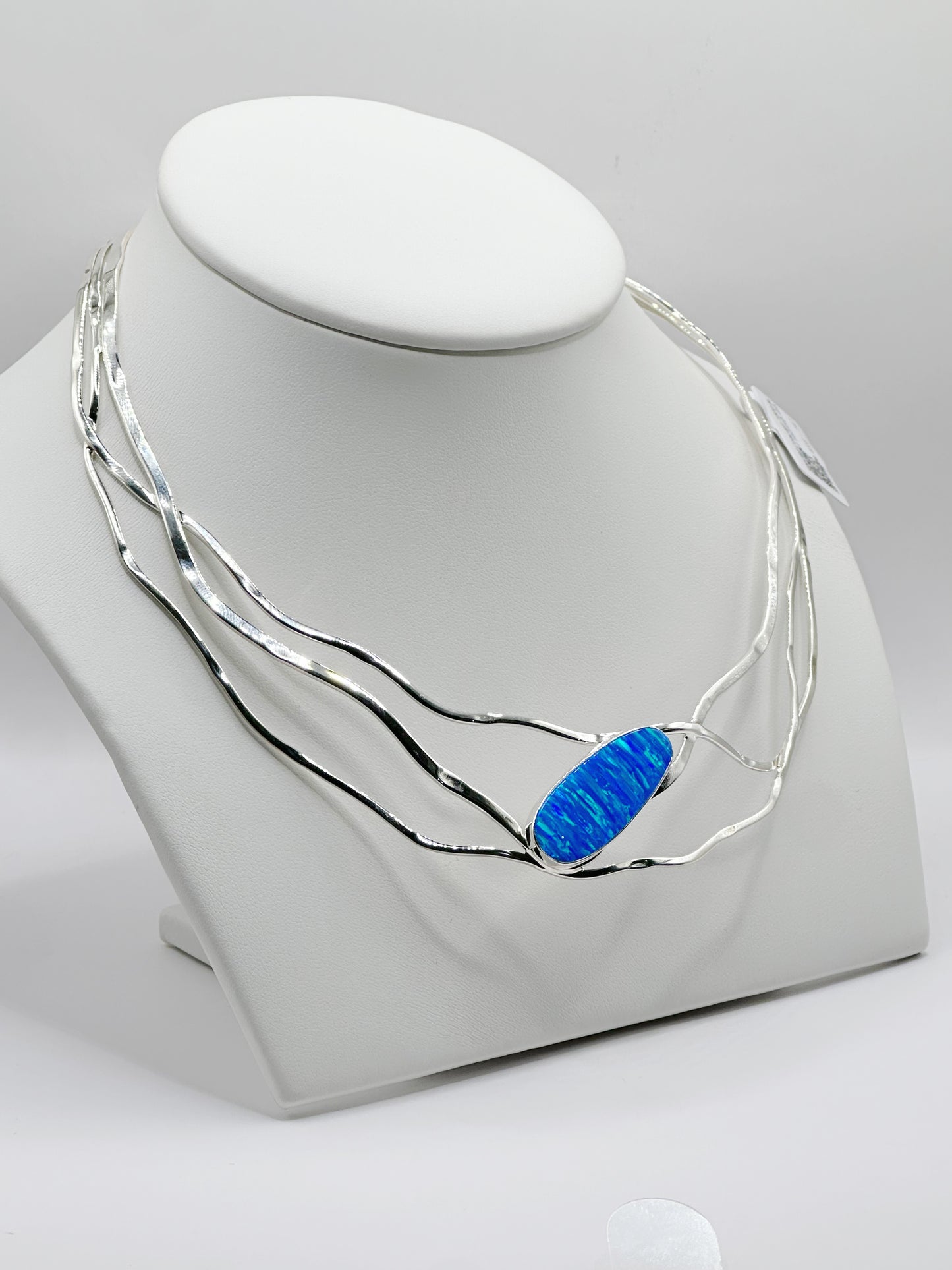 Cadena Cuff de Cuello, Charm Ópalo, Plata 925, Rhodium Plated