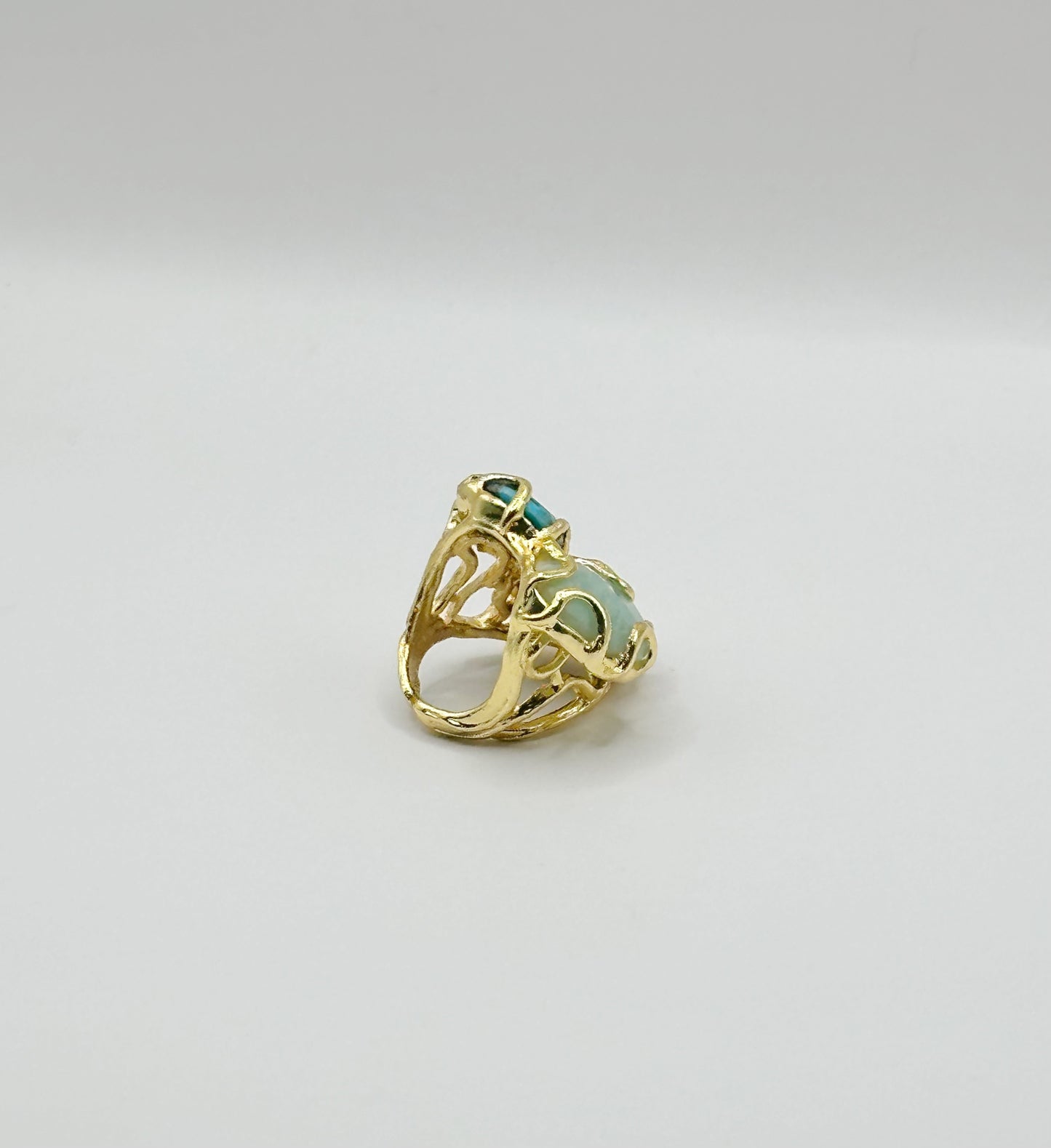 Sortija One Size, Lapis Azuli, Amozonita y Crisocola, Brass