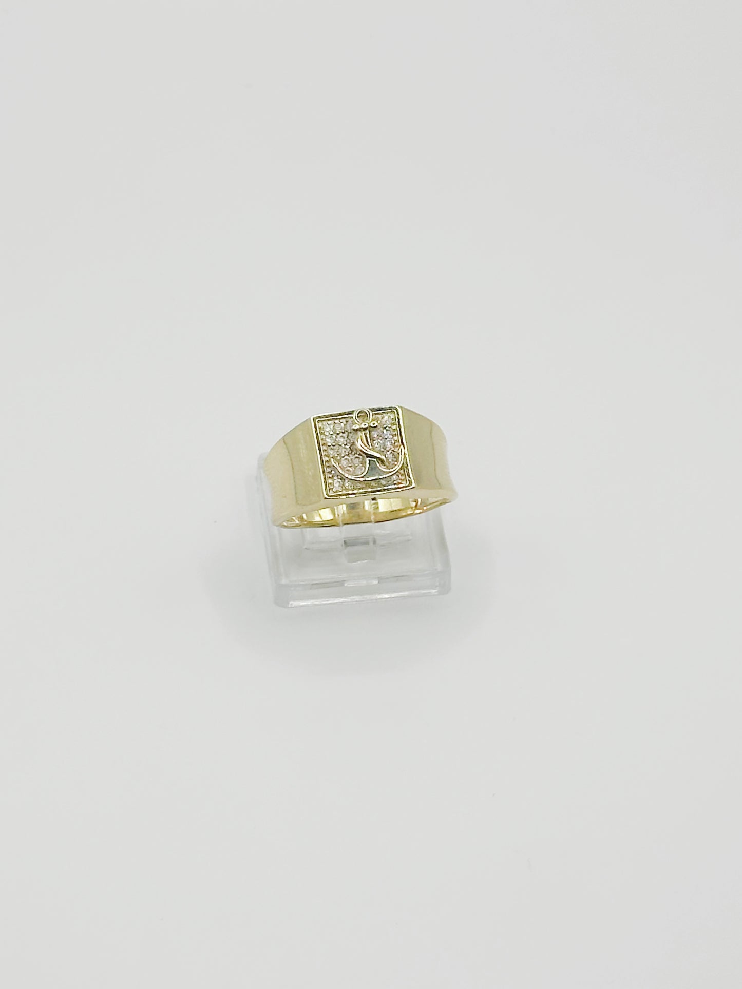 Anillo con Ancla y Zirconias 10kt