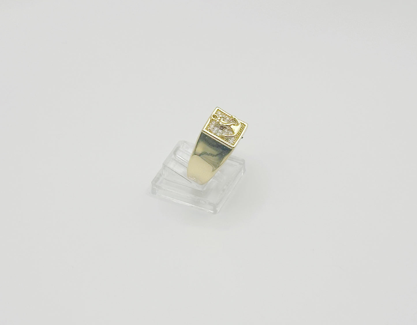 Anillo con Ancla y Zirconias 10kt