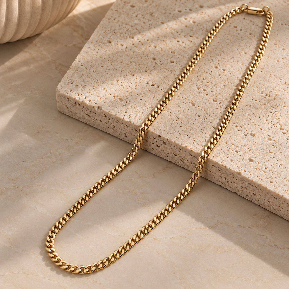 Cadena Oro 10kt Cubana Inflada 4mm, 22"