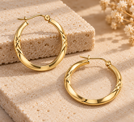 Argolla Hoops Oro 10kt Relieve Medium
