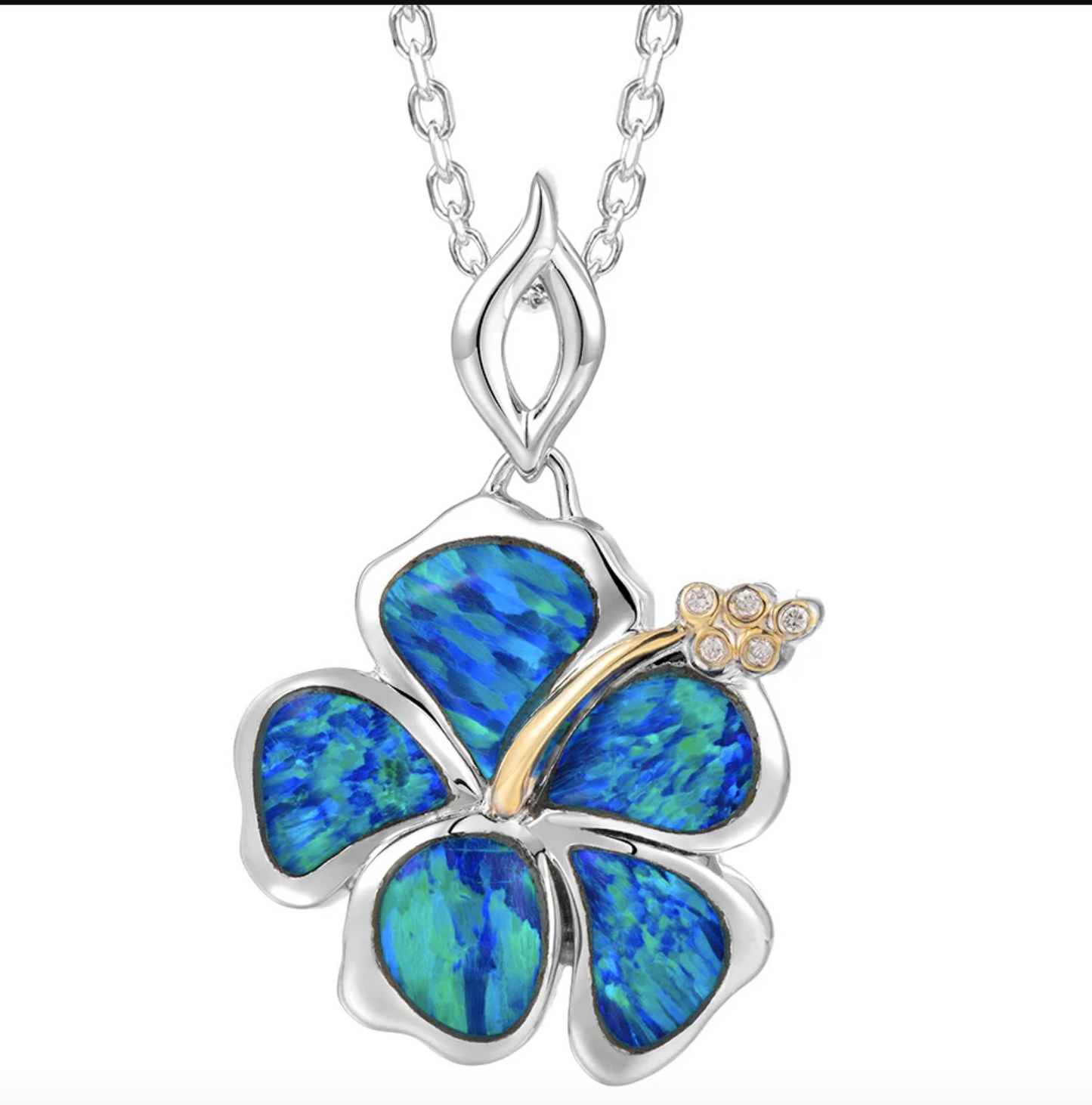 Alamea Opal Hibisus .25 KT and gold Pendant