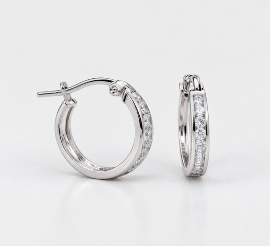 Argolla Oro Blanco 10kt Zirconia (CZ) Clear,  Small