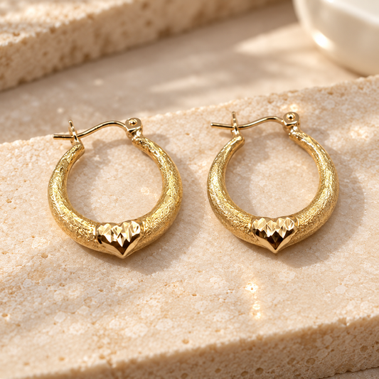 Argolla Oro 10kt Acabado Diamantado Corazón