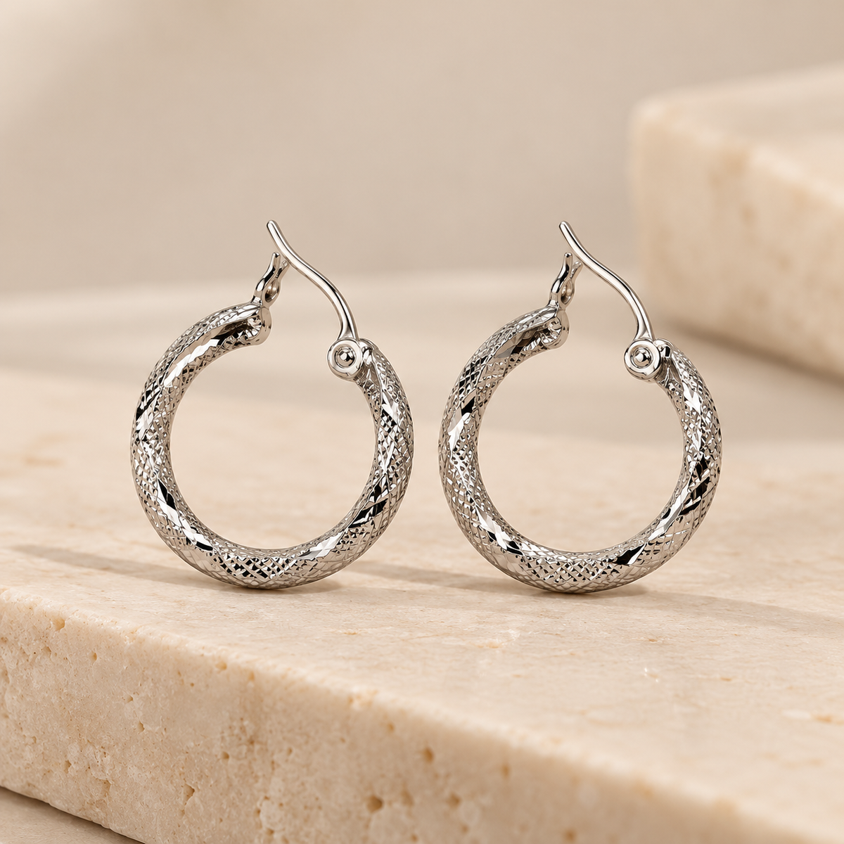 Argolla Oro Blanco 10kt Relieve- Diamond Cut Small