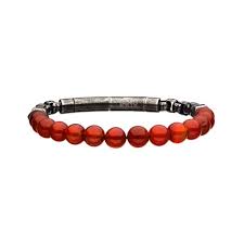 8mm Red Agate Beads & Box Chain Bracelet