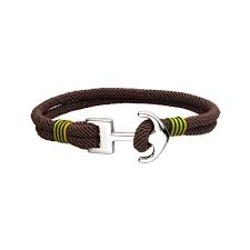 Brown Paracord Rope with Steel Anchor Clasp Bracelet