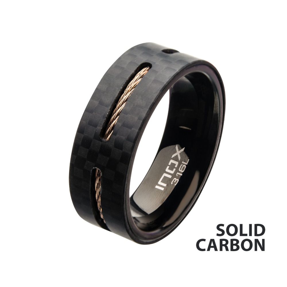 Solid Carbon Cable Inlay Ring