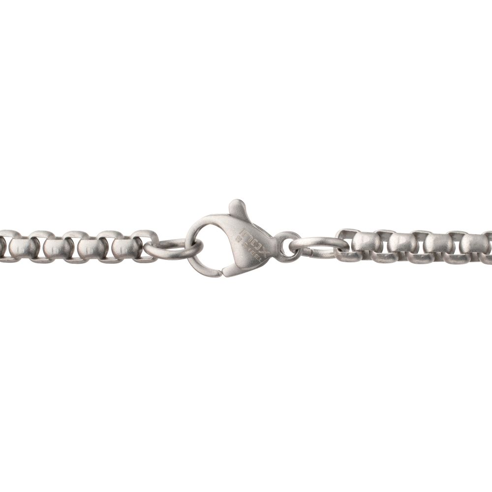 OCEAN STEED: Matte Finish Steel Blue Bail with Black Sapphire Anchor Pendant