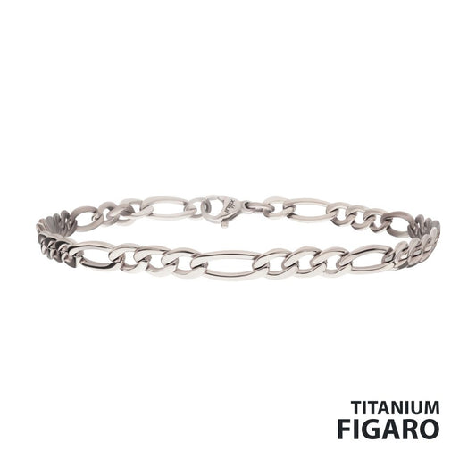 INOX 4.7mm Titanium Figaro Chain Bracelet