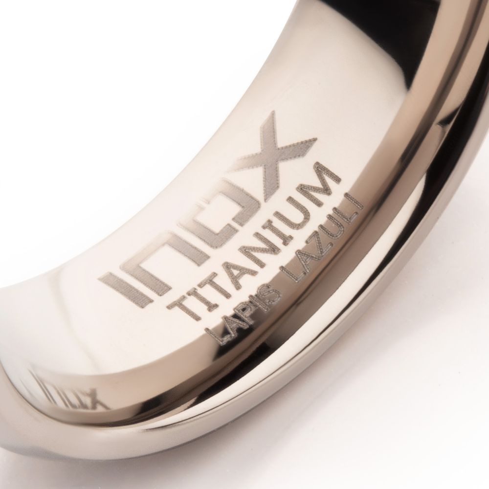 Matte Finish Titanium Lapis Lazuli Stone Inlay Comfort Fit Ring